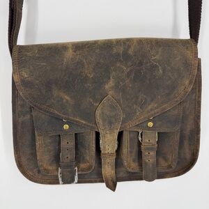 New Rugged 14" Leather Crossbody Purse Shoulder Bag KomalC